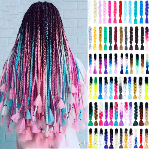 40 colors Single colorJumbo Braiding Hair Extensions Braiding Hair 24 Inch Ombre Multiple Tone Colored Synthetic Hair for Women
